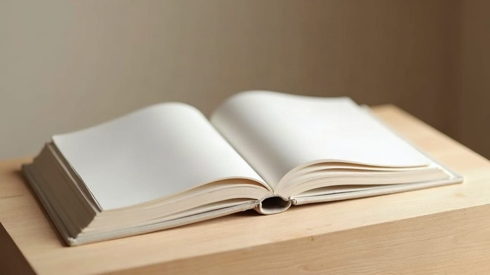 Un livre de condoléances ouvert aux pages blanches, posé sur un pupitre en bois clair